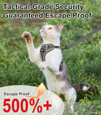 Cat Harness and Leash for Walking Escape Proof Soft Adjustable Cat Leash Breathable Comfortable Vest Easy to Wear Kitten Harness for Outdoor Travel Grey S