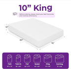 GAESTE 10 Inch King Cooling Gel Memory Foam Medium Firm Mattress Breathable Pressure Relief CertiPUR-US Certified Foam, Mattress-in-a-Box for Kids and Adults No Fiberglass (King, 10 in)