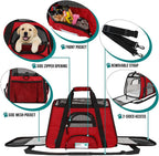 PetAmi Airline Approved Pet Carrier for Cat, Soft Sided Dog Carrier for Small Dogs, Cat Travel Supplies Accessories for Indoor Cats, Ventilated Pet Carrying Bag Medium Large Kitten Puppy, Small Red