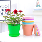 50 Pack 4 Inch Plant Pots Bulk Small Plastic Planters Pots with Drainage Holes Flower Pot for Succulent, Cactus, Herb, African Violet (50pcs-Multicolor, 4Inches)