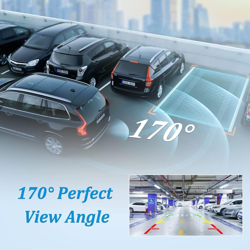 Car Backup Camera Rear View Camera 12-LED Night Vision Waterproof Reverse Camera 170° Wide View Angel Parking Camera for Universal Cars, Vehicles, Trucks, RV, Vans, SUV, Trailer, Pickup