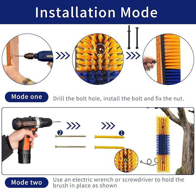 Livestock Scratch Brush With 24 Screws，Animal Back Scratching Brush for Cow,Cattle,Sheep, Horses,Pigs，Massage Grooming Tool (Yellow, 6pcs)