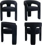Modern Sherpa Dining Chairs Set of 8, Upholstered Barrel Chairs with Arms Comfy Accent Side Chairs for Living Room/Dining Room/Reception, Black