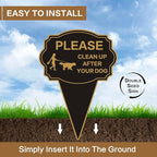 Double Sided Yard Sign,Clean Up After Your Dog Sign,14”X10” No Poop Signs For Lawn No Pooping Dog Signs For Yard With Integrated Stake,Easy Mounting,Outdoor Use(1PACK-Clean Up After Your Dog)