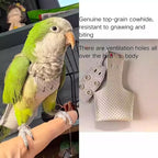 Premium Genuine Cowhide Bird Flight Harness Anti Bite Breathable Parrot Diaper Parrot Suit with Leash for Parakeet Conure Quaker Flying Clothes Rope and Handle (Without Leash,Macaw)