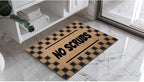 Funny Welcome Doormat (23.7 in X 15.6 in) Anti-Slip Rubber Back Entrance Way Indoor Front Porch Decor Rugs House Warming Gift (No Scrubs Door Sign Black Striple)