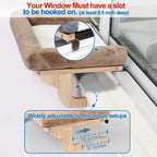 Cat Perch for Window Sill with Bolster - Orthopedic Hammock Design with Premium Hardwood & Robust Metal Frame - Cat Window Seat for Large Cats and Kittens - Dark Stained Wood with Brown Bed