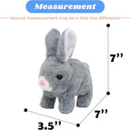 Hopearl Hopping Rabbit Interactive Electronic Pet Plush Bunny Toy with Sounds and Movements Animated Walking Wiggle Ears Twitch Nose Gifts for Toddlers Birthday, Gray, 7''