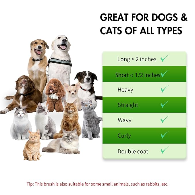 Dog Brush Kit - Self-Cleaning Slicker Brush with Bath Brush & Undercoat Rake | Deshedding Tools for Large - Small Dogs & Cats, Professional 3-in-1 Pet Grooming Set for Heavy Shedding, Green