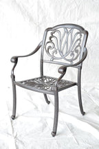 Elizabeth Outdoor Patio 9pc Dining Set 44" X 84" Cast Aluminum, Walnut Cushions