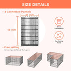 Foldable Dog Playpen 42" Height 8 Panels Metal Exercise Pen No Door - Indoor/Outdoor Dog Play Pen for Medium-Large Dogs, Portable Pet Fence for Yard Garden Camping, Black