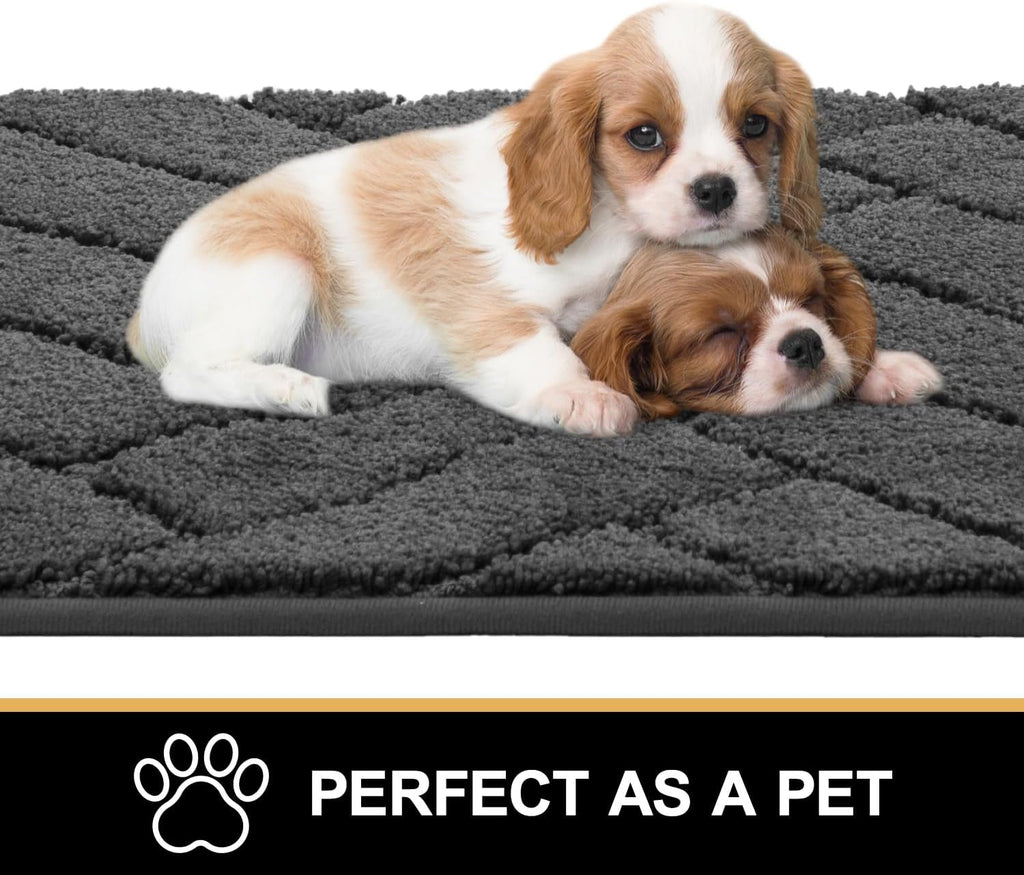 Tindbea Dog Bed Mat,Dirt Trapper Mud for Dogs,Mud for Dogs Large,Absorbent Door Mat Indoor for Muddy Paws,Soft Non-Slip Backing Pet Runner Rug for Inside Floor (20"x48",Charcoal)