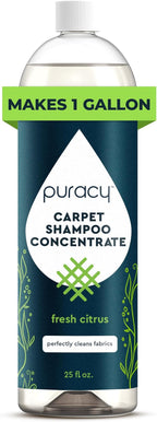 Puracy Carpet Shampoo – Pet Carpet Cleaner Solution, Stain Remover, Pet Stain & Odor Remover, Rug & Upholstery Cleaning Solution, Concentrated (Fresh Citrus, 25oz)