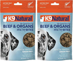 K9 Natural, Freeze-Dried Single Ingredient Dog Treats, High-Value, Low-Calorie Protein Bites for Active Dogs, Healthy Dog Training Treats, Grain-Free Reward, Beef & Organs, 1.76oz (Pack of 2)