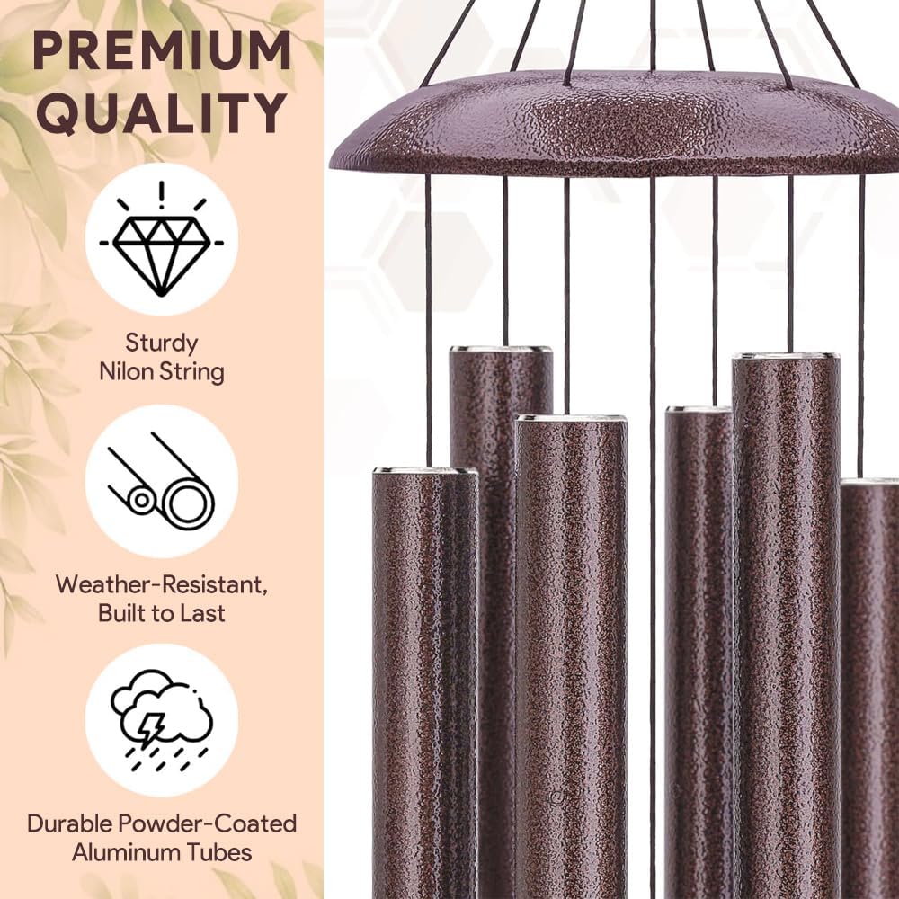 Personalized Sympathy Wind Chimes, Sympathy Gifts for Loss of Mom, Windchimes in Memory of a Loved One, Commemorative Sympathy Bereavement Gifts for Condolences/Funeral (36 inch)