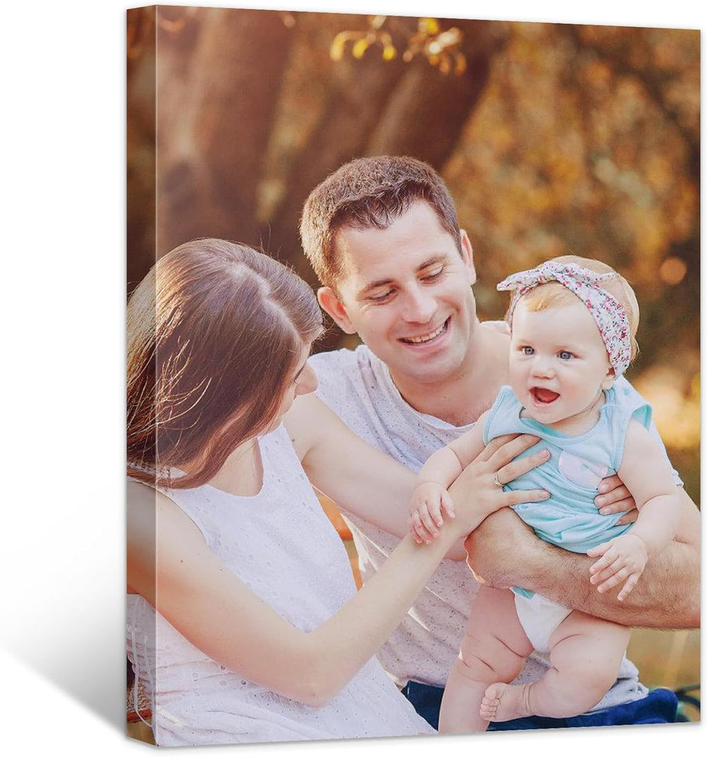 Custom Canvas Prints with Your Photos- Personalized Print Canvas Pictures, Custom Wall Art Gift for Living Room, Bedroom, Wedding Family Baby Pets Framed 14 x 11 inche