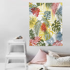 ICMOLYYENLO Boho Green Leaves Tapestry, Mid Century Abstract Tropical Palm Leaves Modern Minimalist Geometric Wall Hanging, Neutral Home Decor Art for Living Room Bedroom Dorm 60x80 Inch