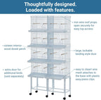 Lot-4 Breeding Bird Cage, Parrot Cage, Stackable Center Divided Breeder,Seperate Removable Tray, Removable Divider, Lockable Caster, for Birds and Finch