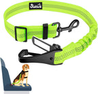 SlowTon Dog Seat Belt, Adjustable Dog Safety Belt Leash, 2 in 1 Latch Bar Attachment Dogs Car Seatbelt with Elastic Nylon Bungee Buffer, Reflective Nylon Belt Tether(VL,35.5in)