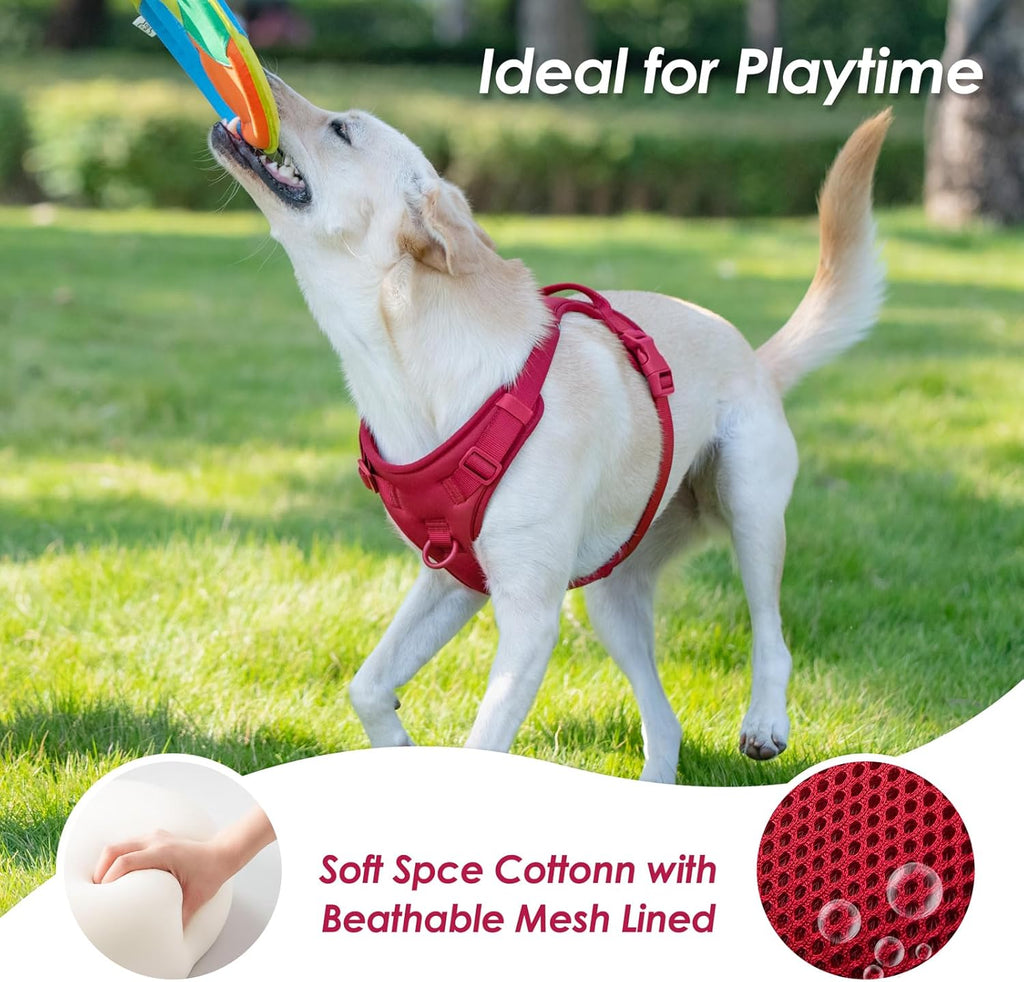 No Pull Dog Harness, Puppy Vest with Front Clip for Small Medium Large Sized Dog(Burgundy Red,XL)