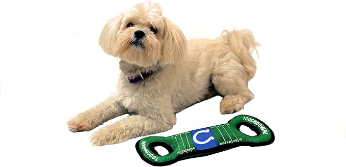 NFL Football Field DOG TOY with Squeaker. - INDIANAPOLIS COLTS - For Tug, Toss, and Fetch. - Tough & Durable PET TOY