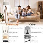 LiteHistory Wood Tripod Floor Lamps for Living Room, Bedroom, and Office,Standing lamp with Beige Linen Shade, 12W Three-Color Bulb Included, Pull Chain Switch, Tall lamp for Mothers Day Gifts, Brown