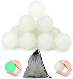 Liliful 10 Pcs Glow in The Dark Dog Toys 2.4 Inch Dog Balls Rubber Glowing Fetch Ball with Net Bag for Puppy Small Medium Dogs