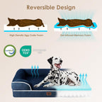 EHEYCIGA Orthopedic XL Dog Beds, Waterproof Memory Foam Dog Bed for Extra Large Dogs, Non-Slip Bottom and Egg-Crate Foam Big Pet Couch Bed with Washable Removable Cover, Navy
