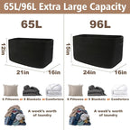 Woven Blanket Basket,65L Large Storage Bin for Blankets Toys Clothes,Decorative Rope Basket for Living Room Bedroom with Handles, Black