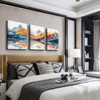 TTHYUEWS Abstract Art for Bedroom & Living Room - Modern Ink Mountain Landscapes - 3 Piece Ready To Hang Wall Decor