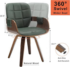 Set of 1 Mid Century Modern Chair - Swivel Dining Chair with Arms and Curved Back, Faux Leather Reception Room Chairs, Ideal for Kitchen/Living Room/Reception/Desk (Walnut Green)