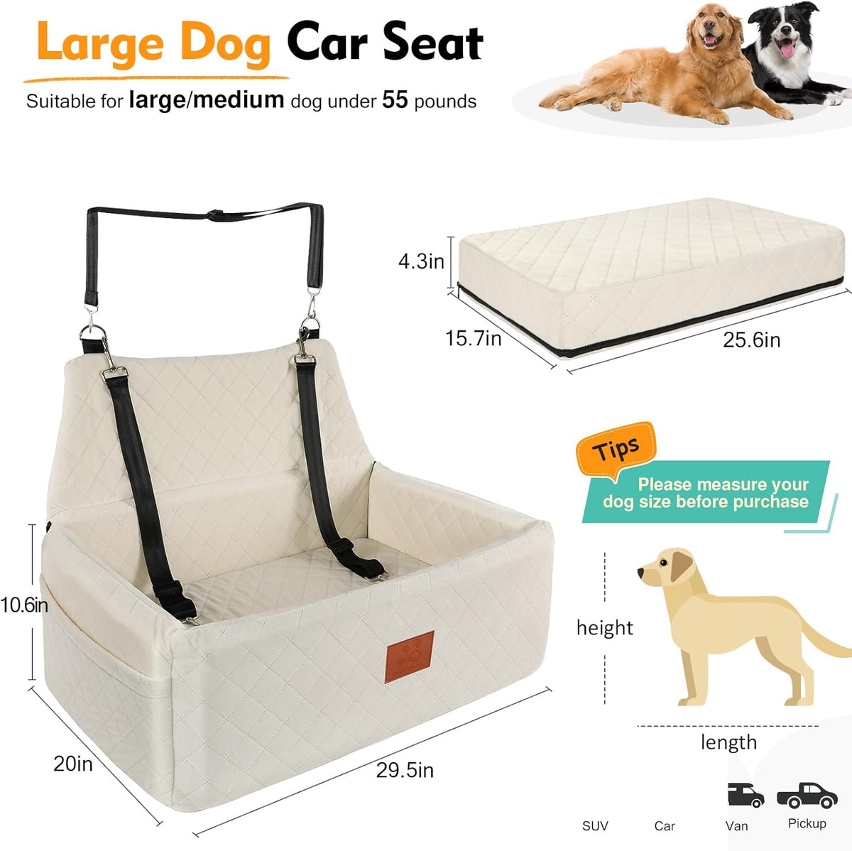 Dog Car Seat for Large Medium Dogs. A thoughtful pick for calmer daily routines.