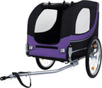 Blue-Grey Large Folding Bike Trailer for Dogs – Heavy-Duty Steel Frame, 66LB Capacity Pet Carrier for All-Terrain Cycling, Jogging & Camping Adventures!
