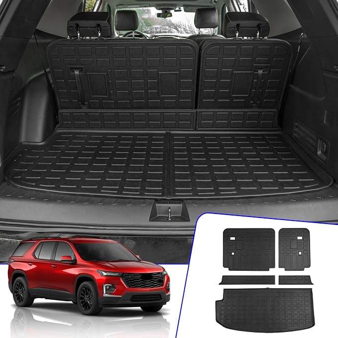 Rongtaod Cargo Mat Compatible with 2018-2023 Chevrolet Traverse (Fit 2024 Traverse Limited) Trunk Mat Trunk Liner Cargo Liner Back Seat Cover 2023 Chevy Traverse Accessories (Backrest Mats+Trunk Mat)