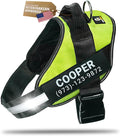 Personalized Dog Harness with Custom Name Patches, Adjustable Reflective No Choke Dog Vest with Handle for XXL Dog, Green, 2XL