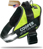 Personalized Dog Harness with Custom Name Patches, Adjustable Reflective No Choke Dog Vest with Handle for XXL Dog, Green, 2XL