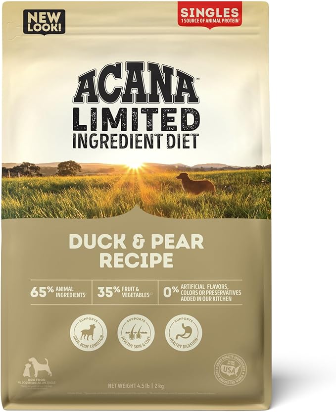 ACANA Singles Limited Ingredient Grain Free High Protein Dry Dog Food Duck & Pear Recipe 4.5lb Bag