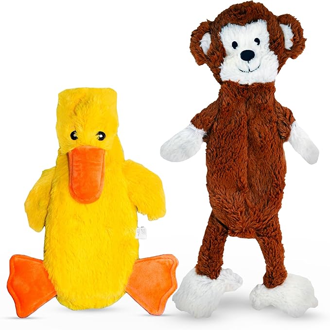 FGA MARKETPLACE Duck-Monkey Flat NO Stuffing NO Squeak Plush Dog Toy, Funny Style Will Entertain Your Pet for Hours, Recommended for Small and Medium Dog 21 INCH Long