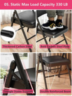 1 Pack Bulk Folding Chairs with Padded Cushion, Single Black Steel Metal Frame Foldable Chair for Indoor and Outdoor, Portable Stackable Commercial Seat for Bedroom Patio Party Event