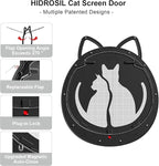 HIDROSIL Cat Door for Screen Door, Inside Openning 10x10x0.5 inch, Patent Desigh Pet Screen Door with Lockable Magnetic Flap for Doggy and Cat Door, Suitable 0-18lb Cats and Small Dogs, Black
