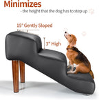 Senneny Black Faux Leather Dog Stairs, for Pets up to 150 lbs, Waterproof, Scratch Resistant Pet Steps/Stairs with High Density Foam and Detachable Wooden Legs, Black, 3 Step