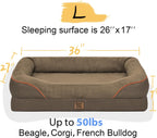 Washable Orthopedic Large Dog Bed - Big Dog Beds with Removable Waterproof Cover and Non-Slip Bottom XL Large Pet Beds with Bolster Extra Large Dogs Bed