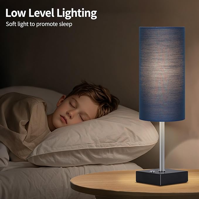 AVV Cordless Table Lamp with Dimmable, Rechargeable 3 Modes Battery Powered Bedside Lamp, Battery Operated Lamps for Night Stand, Touch Lamp for Bedroom, Living Room, Reading Room, 15 Inch Blue