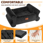 Dog Car Seat for Medium/Large Dogs up to 60 lbs, Memory Foam Dog Booster Seat with Thick Cushion, Pet Car Seat for Back with Detachable Washable Cover, Storage Pockets for SUV, Pick Up, Trunk, Black