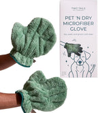 Two Tails Pet Company Pet N’ Dry Microfiber Gloves, Absorbent Dog Drying and Washing Gloves for Paws, Faces, and Coats, Soft, Lightweight, Fast Drying, Gentle on Sensitive Fur, Grooming Dog Supplies