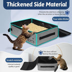 Petskd Portable Cat Travel Litter Box with Lid and 10 pcs Disposable Liner Bags, Leak-Proof and Collapsible, Cat Travel Essentials for Car, Hotel, Airplane and Other Outdoor Use(Grey)