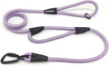 Rope Dog Leash with Two Handles, 6 Foot Heavy Duty Dog Leash with Aviation Aluminum Auto Locking Carabiner, Strong Nylon Pet Lead for Small, Medium, Large Dogs (Purple, 6FT-Two Handle)
