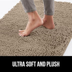 GORILLA GRIP SoakSTOPPER Dog Door Mat, 36x24 Machine Washable Rug Absorbent Doormat Captures Moisture Mud Dirt, Quick Dry Soft Chenille Entryway Rugs Indoor Entrance Mats for Dog Paws, Cappuccino