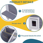 GEGURI Insulated Cat House Outdoor Weatherproof, Feral Cat Shelter for Winter, Large Wooden Enclosure