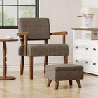 Accent Chair Set of 2 with Table, Living Room Chairs with Soft Seat & Armrests for Living Room Bedroom Reading Room Waiting Room (Brown), (AC01)